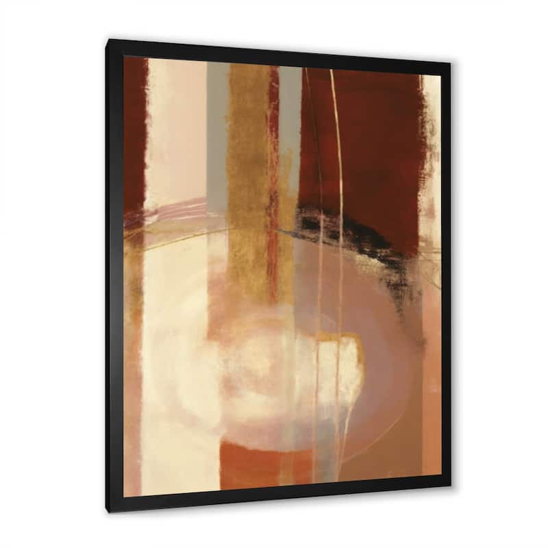 Designart "Chocolate Brown Elementary IV" Abstract Framed Art Print